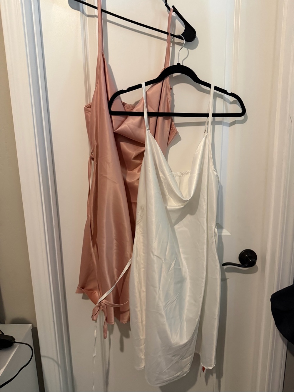 NWT Cider Satin Cowl Neck Mini Dress Set Pink/White 2XL & 3XL